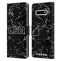 Head Case Designs Officially Licensed Louisiana State University LSU Black and White Marble Leather Book Wallet Case Cover Compatible with Samsung Galaxy S10+ / S10 Plus