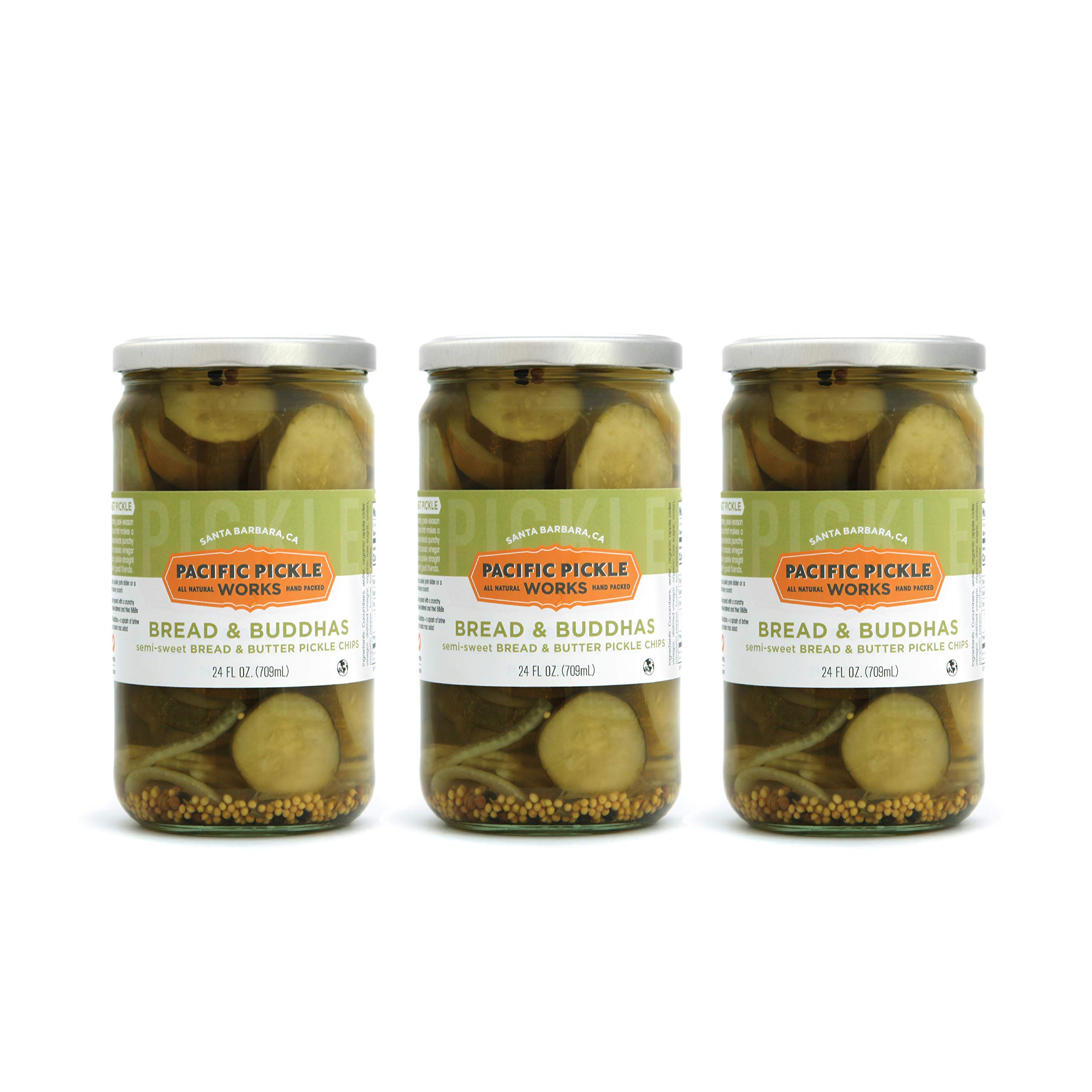 Bread and Buddhas - Bread and Butter Thick-Cut Pickle Chips - Gourmet Semi-Sweet Sandwich Pickles for Snacking - non-GMO, Kosher, Gluten-Free 24oz ...