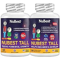 Bundle Height Growth & Healthy Growth Tall 10+ Height Growth Supplement 60 Capsules for Children 10 Tall Kids 90 Chewable for Kids 2-9 - Helps Grow Taller, Bone Strength