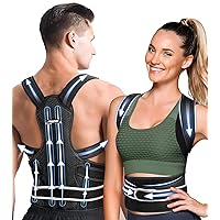 4X Support Back Brace Posture Corrector for Women and Men with Magnetic Therapy, Adjustable Full Back Straightener for Upper Lower Back Pain Relief, Spine Scoliosis Hunchback Posture Corrector