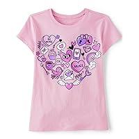 The Children's Place Girls' All Holidays Short Sleeve Graphic T-Shirts, Valentine's Day Heart, X-Small