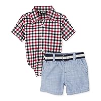 The Children's Place baby-boys Baby Boys Short Sleeve Button Down and Shorts 2-piece Set 2-pack