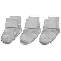 Jefferies Socks Unisex Baby Organic Cotton Non-Skid Turn Cuff Socks 3 Pair Pack