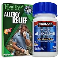 Kirkland Signature AllerClear, 365 Tablets Loratadine Tablets, 10 mg Antihistamine for Indoor & Outdoor Allergies and Vital Volumes Allergy Relief Tips Card | Bundle