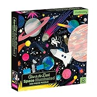 Mudpuppy Space Illuminated 500 Piece Glow in the Dark Jigsaw Puzzle for Kids and Families, Family Puzzle with Glow in the Dark Space Theme