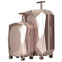 kensie Women's 3D Gemstone TSA Lock Hardside Spinner Luggage, Lightweight, Telescoping Handles, TSA-Approved, Rose Gold, 2 Piece Set (28