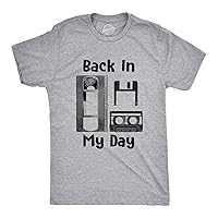 Mens Back in My Day Tshirt Funny Old Tech Cassette Floppy Disk Tee