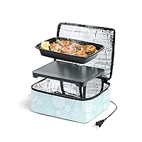 HotLogic Mini Portable Electric Lunch Box Food Heater - Innovative Food Warmer and Heated Lunch Box for Adults Car/Home - Easily Cook, Reheat, and Keep Your Food Warm - Aquafloral (120V)
