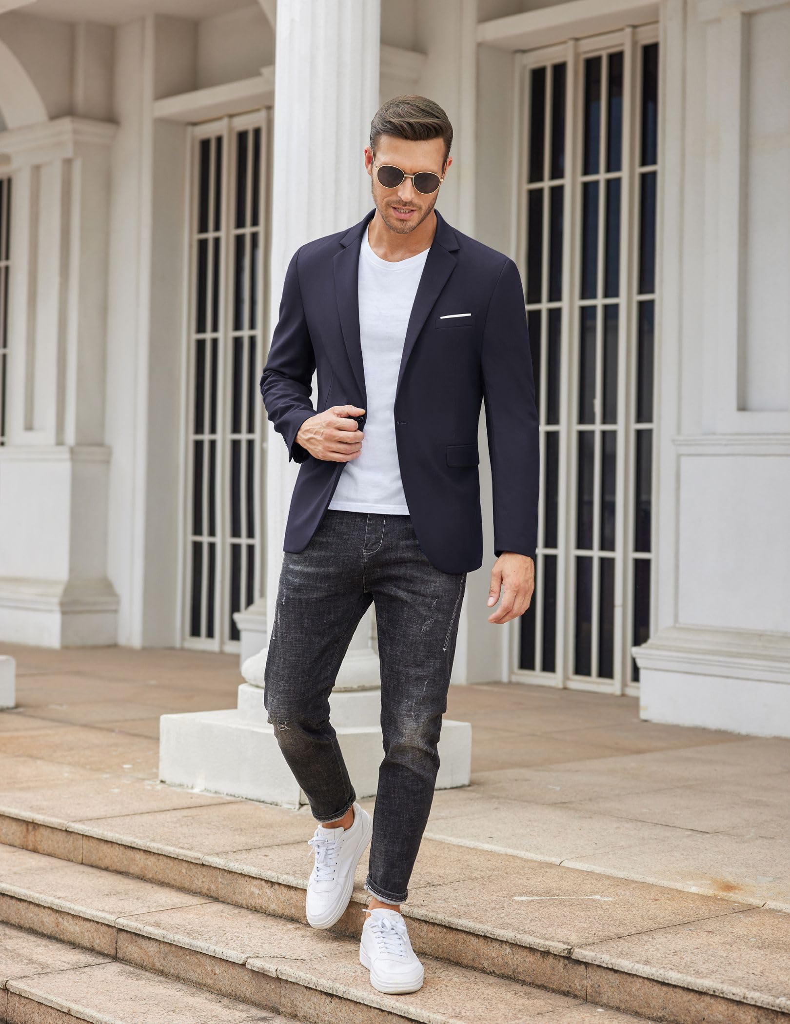  COOFANDY Mens Blue Casual Blazer One Button Sport Coat Slim  Fit Suit Blazers Dress Sports Jacket