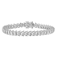 La4ve Diamonds Prong Set 2.00 to 2 1/4 Carat Round-cut Double Row Diamond Tennis Bracelet in Sterling Silver | Fine Jewelry for Women Teen Girls| Gift Box Included