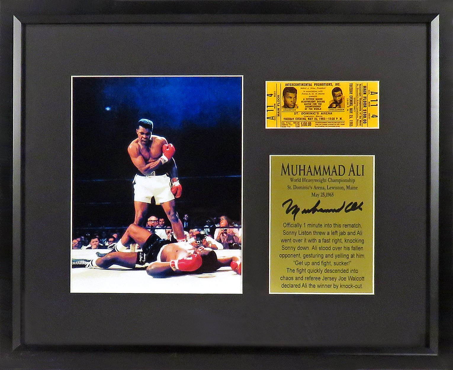 Muhammad Ali “Heavyweight Champion” 8x10 Photograph w/Ticket Framed Display (Engraved Series)