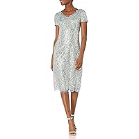 JS Collections Women's Sequin Short Sleeve V-Neck Cocktail Dress