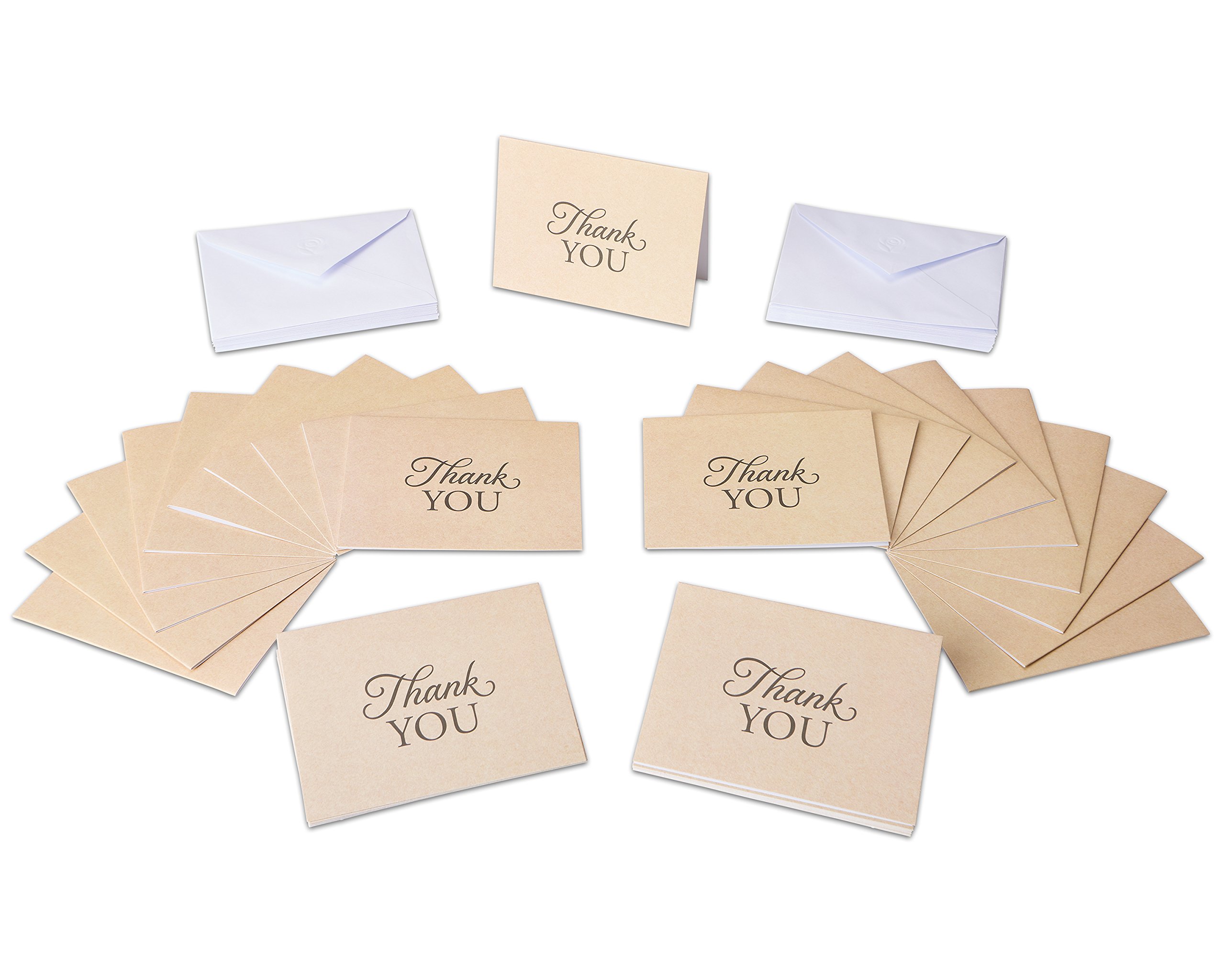 American Greetings Thank You Cards with Envelopes, Brown Kraft-Style (50-Count)