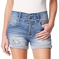 WallFlower Women's Sassy Denim Shorts High-Rise Insta Soft Juniors (Standard and Plus)