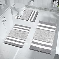 Toilet Lid Cover Bath Rug Absorbent Padestal Rug 3 Piece Bathroom Mat Set 