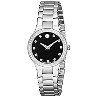 Movado Women's 0606491 Serio Stainless Steel Black Diamond Marker Museum Dial Watch