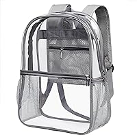 REAWUL Clear Backpack Heavy Duty Large TPU Transparent Backpacks See Through Backpacks for Security Travel,College. (Gray)