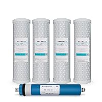 Compatible RO Set GXRM10G, GXRM10RBL Filter 50GPD GE FX12P FX12M Replacement Filters for GE, 4 Carbon Filters and 1 RO Membrane Filter Max Water Reverse Osmosis Water Filter Combo Pack