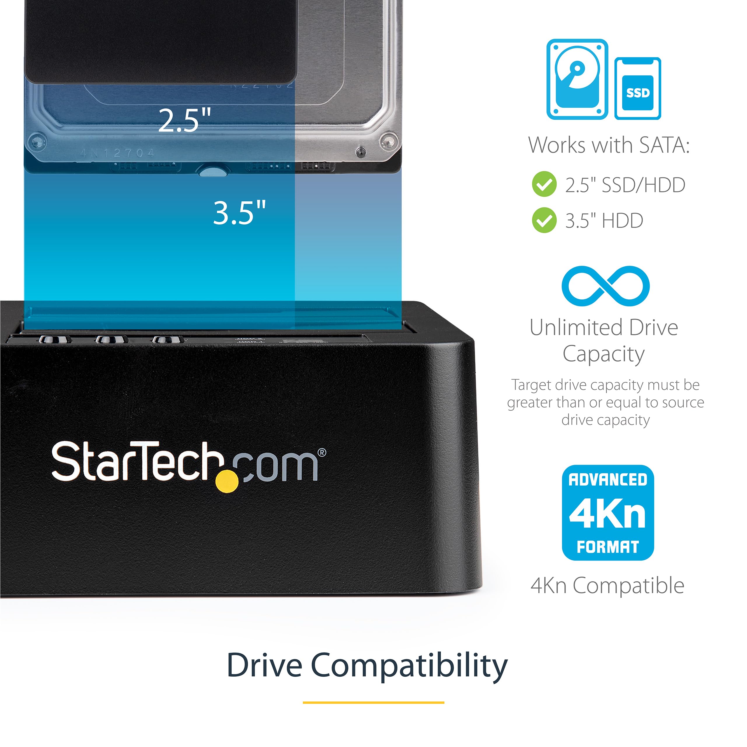 StarTech.com Standalone Hard Drive Duplicator, External Dual Bay USB 3.0 (5 Gbps) / eSATA to 2.5/3.5