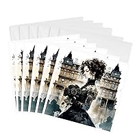 Greeting Cards - Victorian Woman With Black Roses - 6 Pack - AI Generated Art