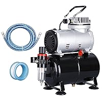 ZENY Professional Airbrush Compressor with Tank, Multipurpose Airbrushing Paint System Kit for Spraying Art Tattoo Nail Painting Makeup Black