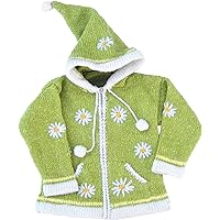 Native American Yellow Green Child's Sweater with Pointy Hood, Child's Size 8