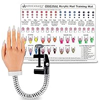Americanails RealisTech Acrylic Nail Training Mat and Ultra Lifelike Silicone Practice Hand with FlexiArm - Nail Tech Training Tool, Flexible Practice Hand, Silicone Trainer Sheet for Practice