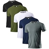 Holure Pack of 3 or 5 Men's Sports T-Shirts, Breathable, Quick-Drying, Short-Sleeve T-Shirts, Functional Shirt, Running Shirt, Summer Fitness Shirt, Training Shirt, Hiking Shirt, Workout, Bodybuilding