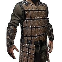 HiiFeuer Medieval Studded Leather Armor With Thigh Armor and Brigandine Arm Guards, Retro Renaissance Faux Leather Costume for LARP& Ren Faire