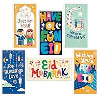 Hallmark Eid Mubarak Envelopes and Cards Assortment for Kids (36 Eid Money Cards with Envelopes) for Eid Al-Fitr or Eid Al-Adha, Golden Thread