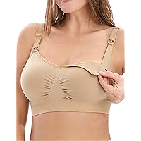 HOFISH Nursing Bras for Breastfeeding Seamless Maternity V-Neck Bra for Women Wireless Pregnancy Sleeping Bralette