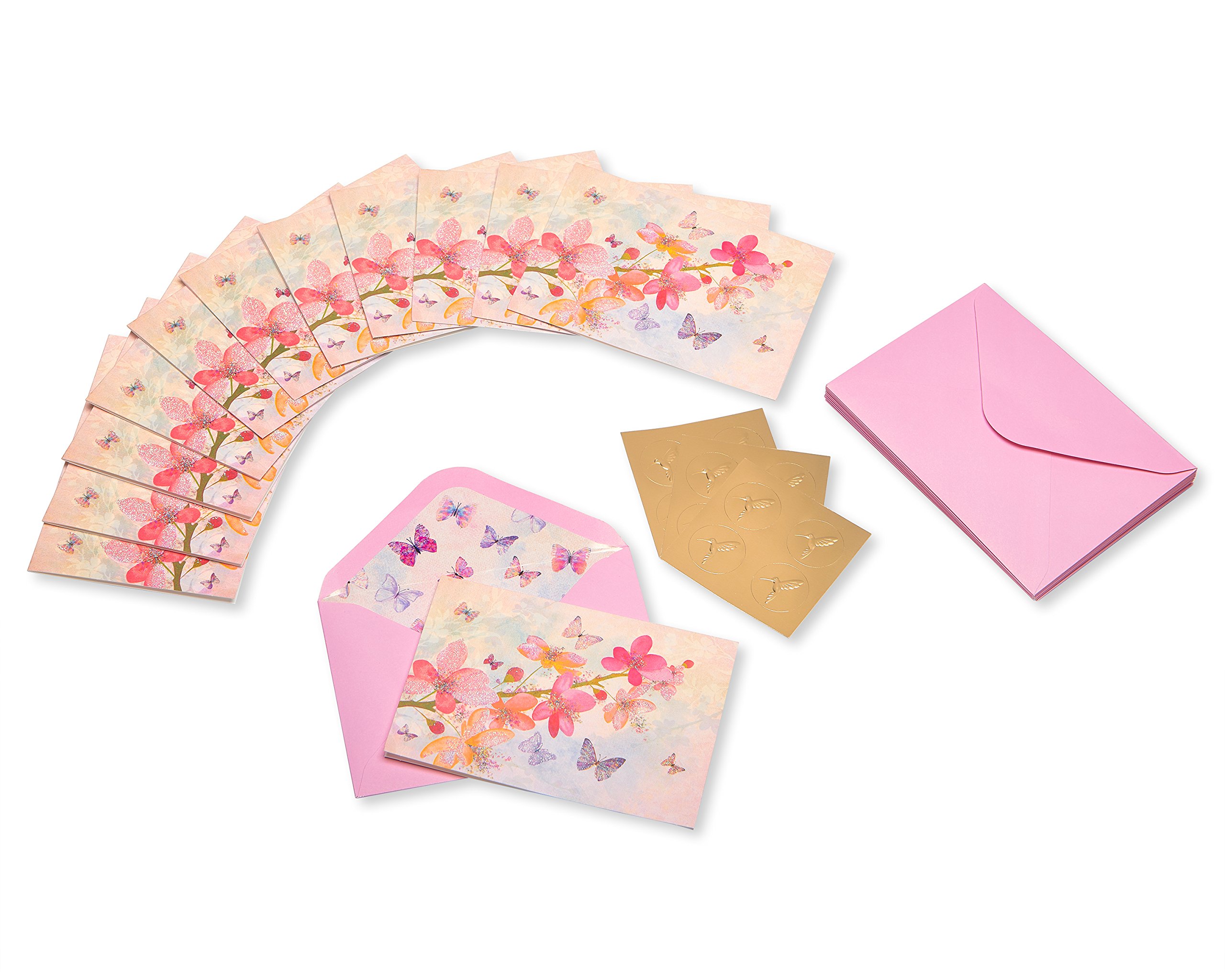 Papyrus Blank Cards with Envelopes, Blossoms (12-Count) & Blank Cards with Envelopes, Hummingbird (12-Count)