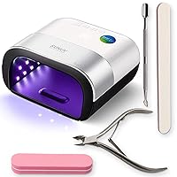 SUNUV UV LED Nail Lamp with 4PCS Cuticle Nippers, Cuticle Pusher with Nail File and Buffer Set, Professional Stainless Steel Durable Pedicure Manicure Nail Care Tools