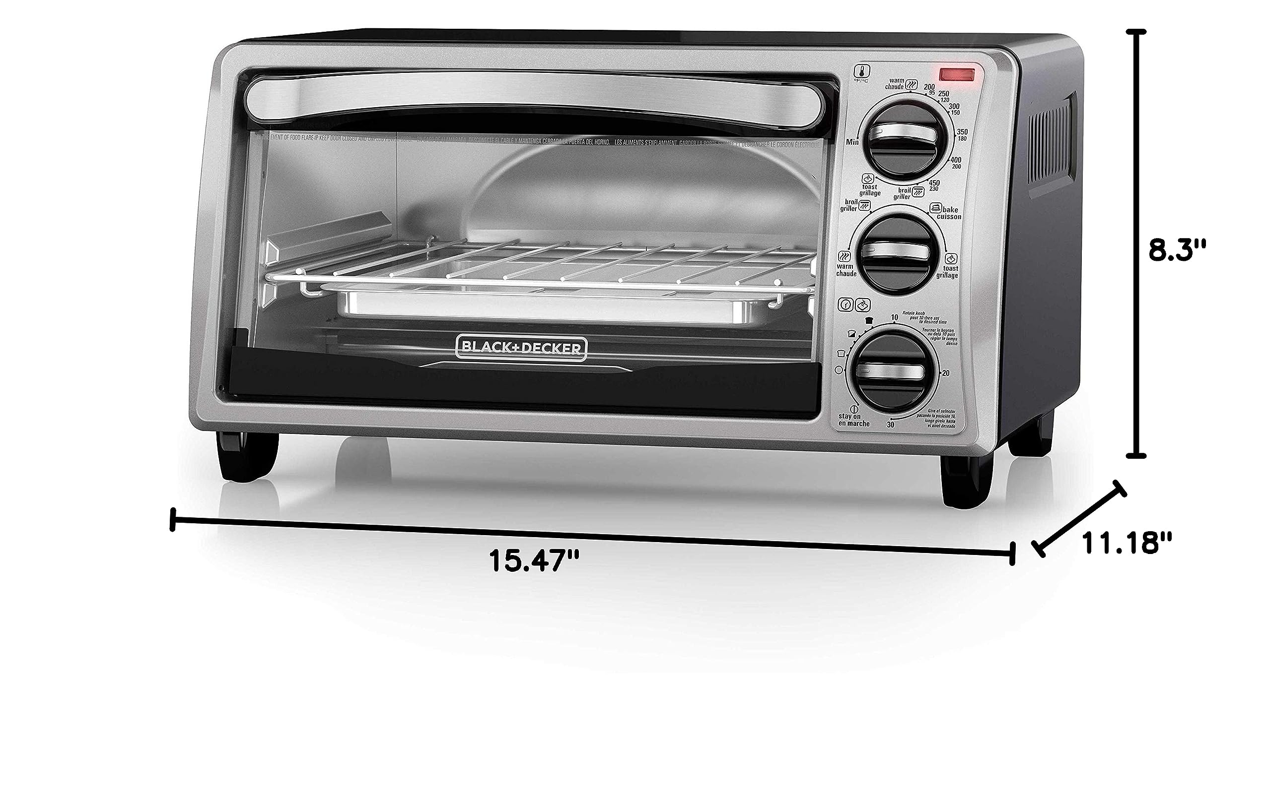 BLACK+DECKER 4-Slice EvenToast Toaster Oven, Bake, Broil, Toast, Keep Warm