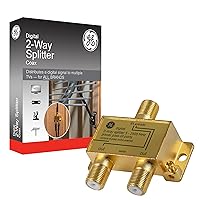 GE Digital 2-Way Coaxial Cable Splitter, 2.5 GHz 5-2500 MHz, RG6 Compatible, Works with HD TV, Satellite, High Speed Internet, Amplifier, Antenna, Gold Plated Connectors, Corrosion Resistant, 33526