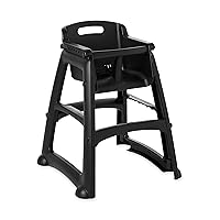 Rubbermaid Commercial Products Sturdy High-Chair for Child/Baby/Toddler, Pre-Assembled with Wheels, Black (FG780508BLA)