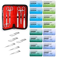 Sterile Suture Thread with Needle and Suture Tools Kit for Medical Student Surgical Suture Practice, First Aid Emergency Practice, Camping Hiking Preparedness Training Kit, Military Trauma Practice