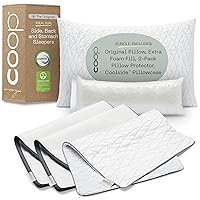 Coop Original Pillow, Protector & Pillowcase Queen Bundle, Set Includes (1) Original Loft Pillow, (1) Coolside Pillowcase & (2) UltraTech Waterproof Pillow Protectors