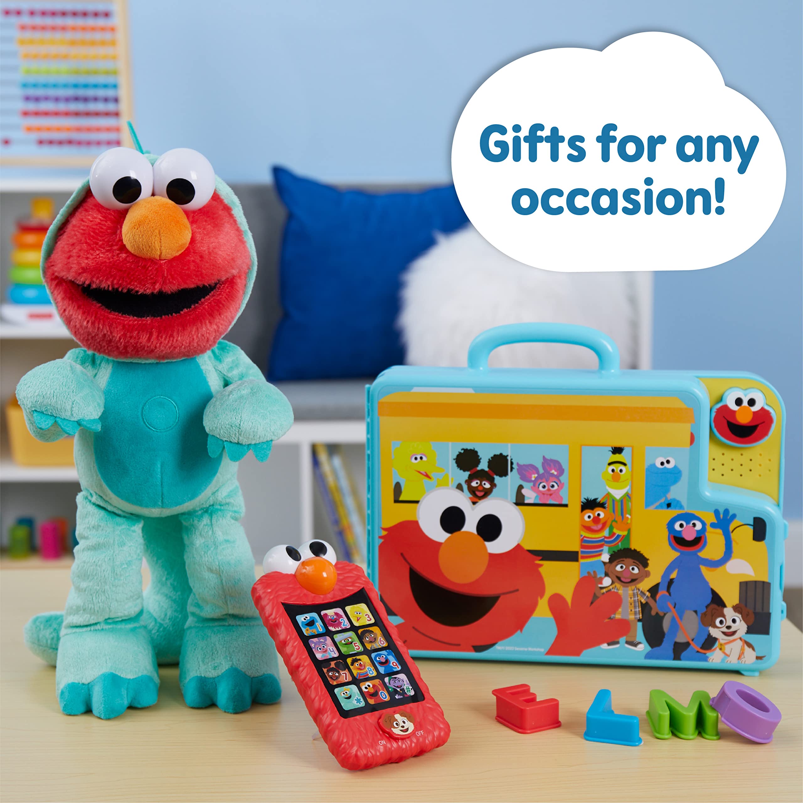 Sesame Street Learn with Elmo Pretend Play Phone, Learning and Education, Officially Licensed Kids Toys for Ages 2 Up by Just Play
