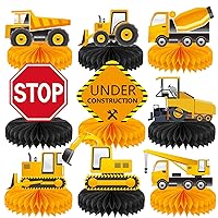 10 Pieces Construction Party Supplies Construction Birthday Party Honeycomb Centerpieces for Tables Decorations Truck Theme Table Topper Decorations for Construction Birthday Themed Party Suplies