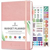 JUBTIC Budget Planner, Monthly Budget Book, 2024 Finance Planner with Expense Tracker Notebook for Home Office Work - Undated,12 Month, A5 Size, Rose Gold
