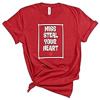 Miss Steal Your Heart Womens Casual Cotton Crew Neck Tops Short Sleeve Tees Funny Custom Graphic T-Shirt