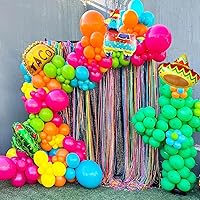 Mexican Fiesta Themed Party Decorations,134pcs Fiesta Pastel Balloon Arch Garland Kit with Cactus, Taco, and Llama Foil Balloons for Birthday Party Mexica Carnival Cinco De Mayo decorations