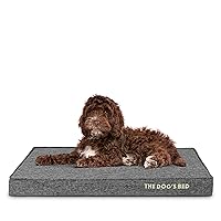 The Dog’s Bed Orthopedic Memory Foam Dog Bed, Medium Grey Poly-Linen, Pain Relief for Arthritis, Hip & Elbow Dysplasia, Post Surgery, Lameness, Supportive, Calming, Waterproof Washable Cover