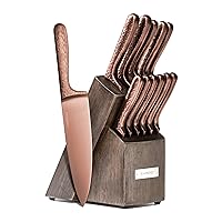 Cambridge Silversmiths Rame Hammered Copper 12-Piece Cutlery Set with Block