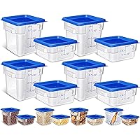 8 Pcs Commercial Food Storage Container with Lids Set 2Qt and 4Qt Restaurant Square AirTight Storage Containers Clear Food Cereal Storage Container for Kitchen Freezer and Dishwasher Safe