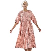 Ellos Women's Plus Size Tiered Cotton Midi Dress