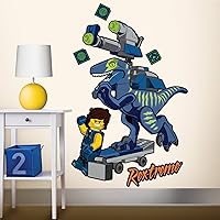The Lego Movie 2 Captain Rex and Rexcon Rex-o-Saurus Staticker - Non-Adhesive, Static Cling Wall Decor for Bedroom, Game Room