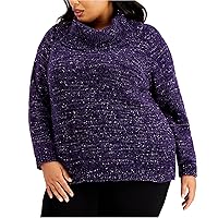 Calvin Klein Womens 3-Tone Pullover Sweater, Purple, 0X