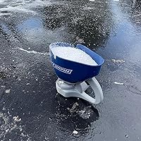 Chapin 8705A 1.6-Liter (0.3-Gallon) Ice Melt and Salt Hand Crank Spreader, Poly Toothed Edge Scoop with Thumb Control Gate and Impeller, Ideal for Small Spaces, Blue